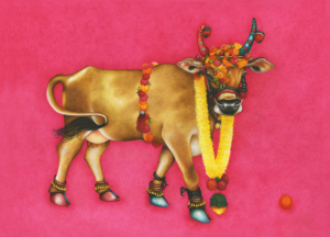 Db-pink-marigold-cow-1-original-painting