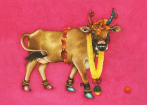 Db-pink-marigold-cow-1-original-painting